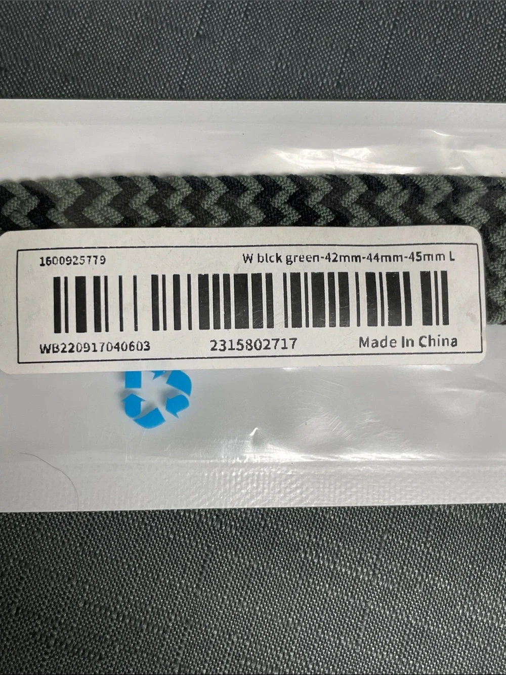 Blue Chevron and Black Green Woven Watch Band Large for Smart Watch